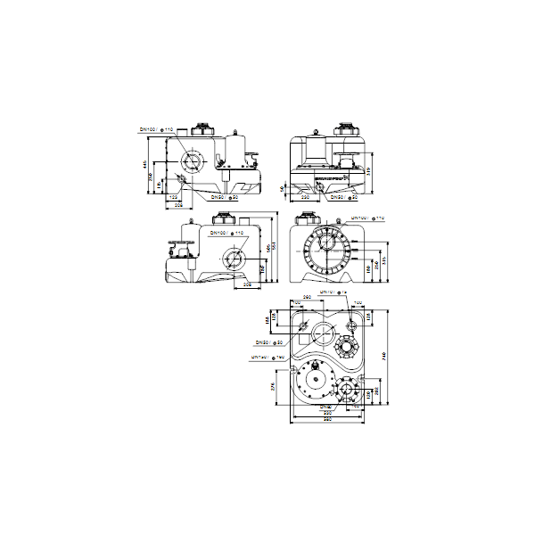 Насосная станция Grundfos Multilift M.12.1.4 артикул 97901076 – габаритный чертеж